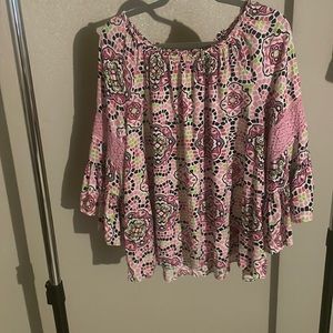Crown & Ivy Ruffled Flare Sleeve Blouse 1X
